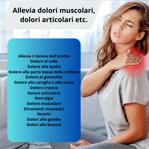 Massaggiatore portatile EMS con display LCD. Per collo, per spalle, vita e gambe. Kit con fascia, elettrodi e telecomando.