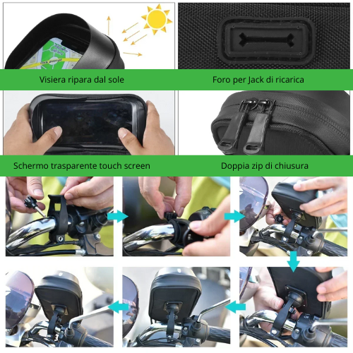 Bicycle Motorcycle GPS Navigation Holder Waterproof Multi-function Mobile Phone Bracket Card Pack Bike Motorcycle Accessories