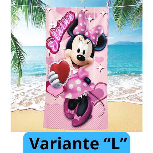 Asciugamano per bambine con immagini cartone animato “Minnie”. Varie immagini misure a scelta.