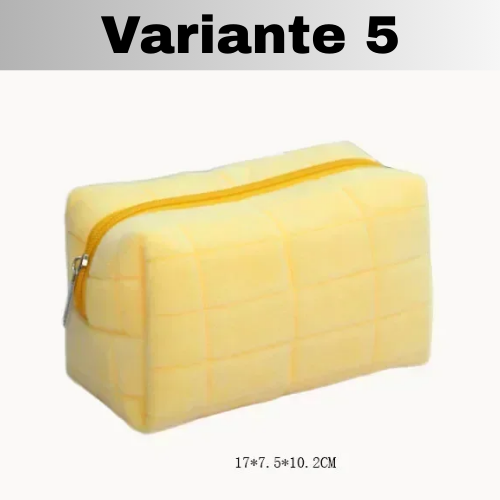 🧳Borsa Beauty-case con cerniera, tinta unita, per il trucco in pelliccia. Comoda, Capiente.