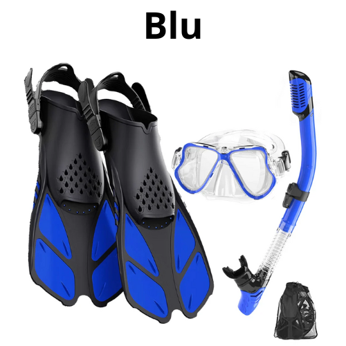 Mask Fin Snorkel Set Snorkeling Gear for Adults with Panoramic View Anti-Fog Mask Trek Fins Dry Top Snorkel and Gear Bag