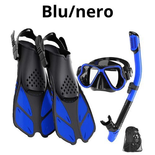 Mask Fin Snorkel Set Snorkeling Gear for Adults with Panoramic View Anti-Fog Mask Trek Fins Dry Top Snorkel and Gear Bag