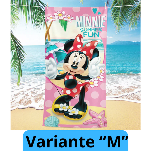 Asciugamano per bambine con immagini cartone animato “Minnie”. Varie immagini misure a scelta.