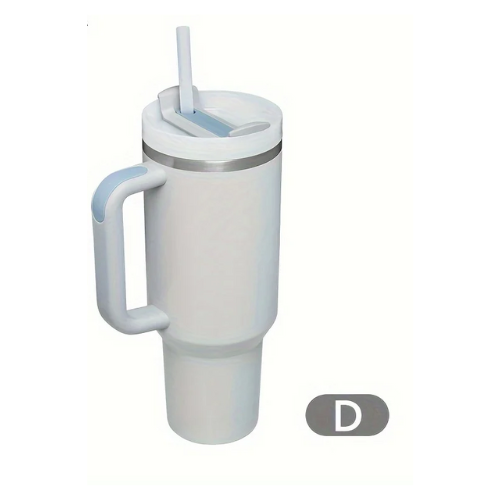 Thermos/Bottiglia da 900 ml in acciaio inossidabile con manico, coperchio e cannuccia.