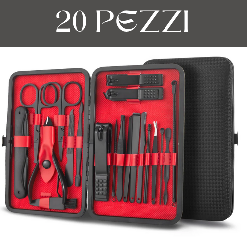 Set Pedicure/Manicure Professionale 7-24 Pezzi – Kit in Acciaio Inox con Custodia in Pelle. Compatto, Portatile.