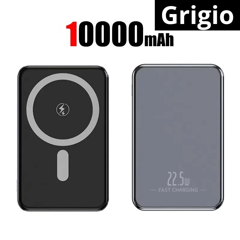Power Bank a carica rapida magnetica. A scelta 10000-30000 o 50000 mAh, disponibile in tre colori.