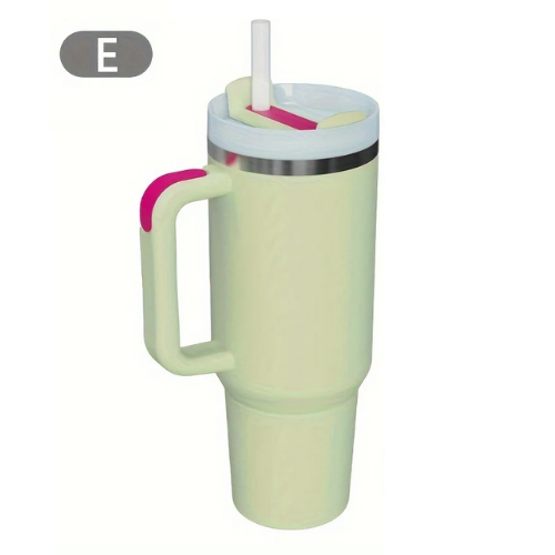 Thermos/Bottiglia da 900 ml in acciaio inossidabile con manico, coperchio e cannuccia.