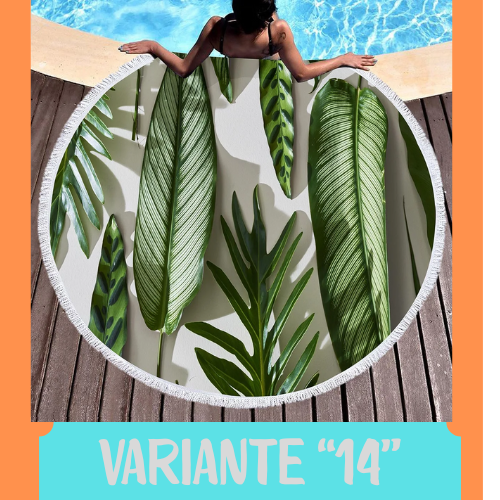 Palm Leaf Round Beach Towel,Superfine Polyester Sand Resistant Beach Blanket,Absorbent Quick Dry Pool Towel Portable Picnic Mat