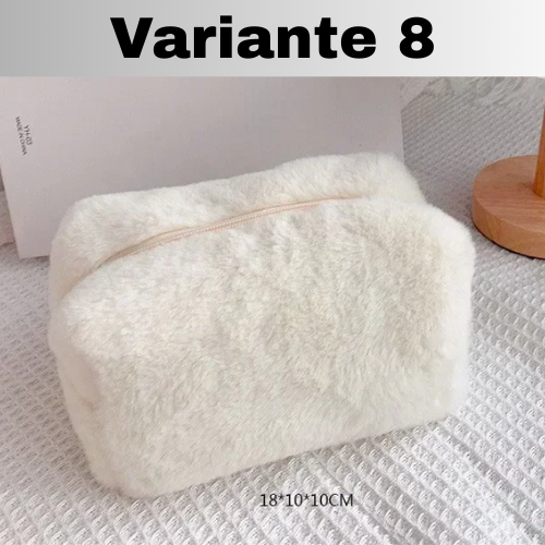 🧳Borsa Beauty-case con cerniera, tinta unita, per il trucco in pelliccia. Comoda, Capiente.