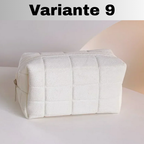 🧳Borsa Beauty-case con cerniera, tinta unita, per il trucco in pelliccia. Comoda, Capiente.