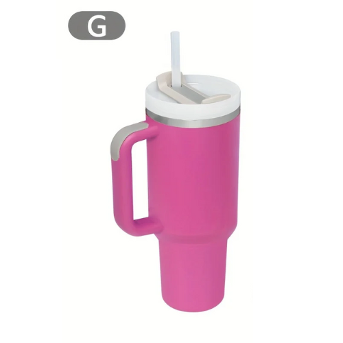 Thermos/Bottiglia da 900 ml in acciaio inossidabile con manico, coperchio e cannuccia.