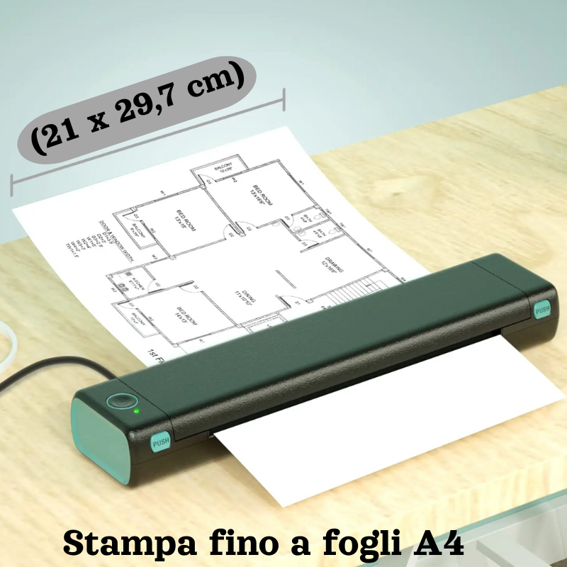 Stampante Termica Portatile A4 Phomemo M08F – (Monocromatica, Bluetooth/USB), per Android, Ios e PC.