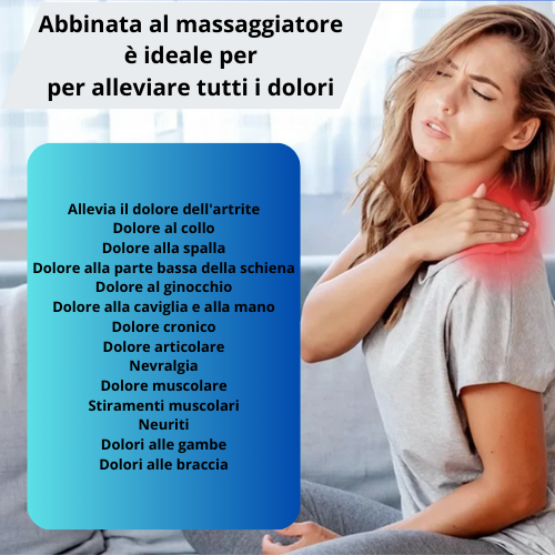 "Fascia adesiva" per massaggiatore portatile EMS per collo, per spalle, vita e gambe. Kit con fascia, elettrodi e telecomando.