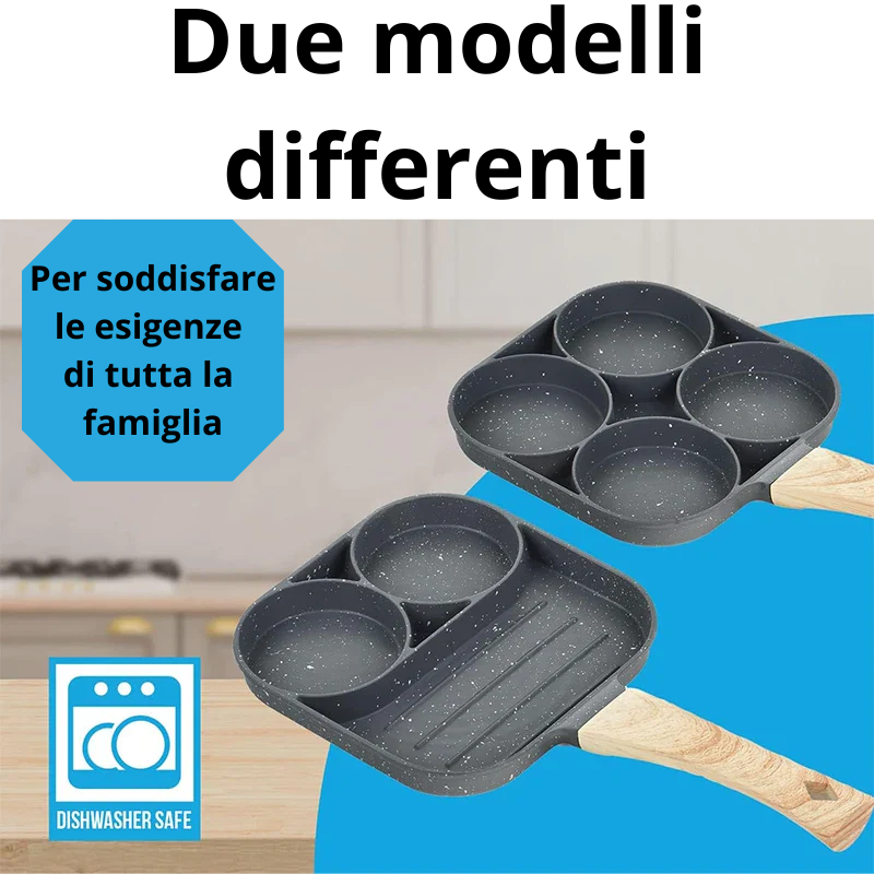 Padella 4 tazze in ceramica antiaderente. Ottima per cucinare per uova, carne.