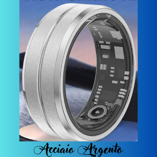 Anello smart per Android e Ios. Cardiofrequenzimetro, impermeabile IP68 fino -300 mt, multi-sport, controllo del sonno.