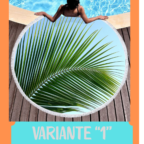 Palm Leaf Round Beach Towel,Superfine Polyester Sand Resistant Beach Blanket,Absorbent Quick Dry Pool Towel Portable Picnic Mat