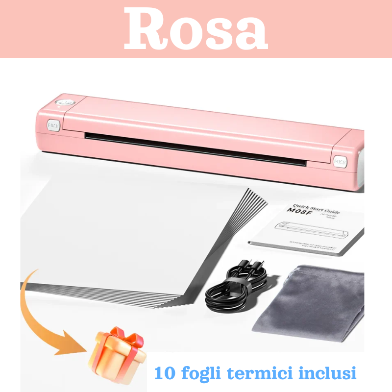 Stampante Termica Portatile A4 Phomemo M08F – (Monocromatica, Bluetooth/USB), per Android, Ios e PC.