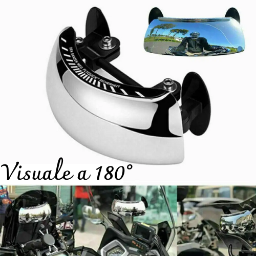 Specchietto retrovisore grandangolare di sicurezza contro angolo cieco. Universale, compatibile con molti tipi e marche di moto.