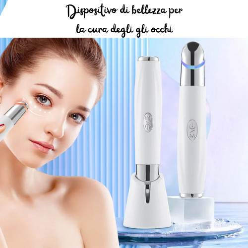 Massaggiatore Occhi e Viso IPL | Luce Rossa, Blu e Viola | Vibrazione Calda a 42°C | Ricaricabile, Portatile, con Base Sterilizzante | Anti-Occhiaie e Anti-Gonfiore.