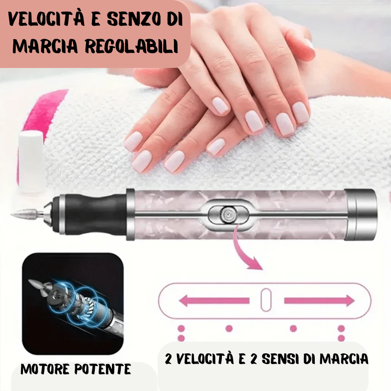 Trapano/smerigliatore ricaricabile per unghie. Kit per manicure e pedicure trapano con accessori