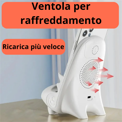 🔋 Supporto di Ricarica Wireless Magnetico con Ventola Raffreddamento – Compatibile con iPhone | 15W Max | | USB-Type C.