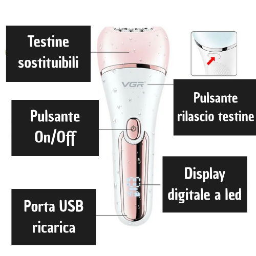 💎 Epilatore Elettrico 6 in 1 Donna – Ricaricabile, Waterproof, Viso & Corpo.