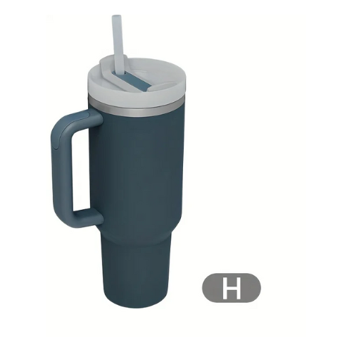 Thermos/Bottiglia da 900 ml in acciaio inossidabile con manico, coperchio e cannuccia.