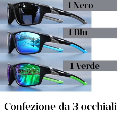 Occhiali da Sole Polarizzati Antiriflesso Uomo Donna – Montatura in lega sfumata, Protezione UV400, Leggeri e Resistenti – Disponibili in Vari Colori.