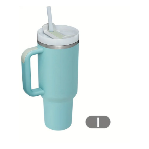 Thermos/Bottiglia da 900 ml in acciaio inossidabile con manico, coperchio e cannuccia.
