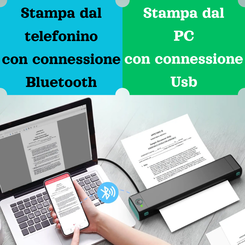 Stampante Termica Portatile A4 Phomemo M08F – (Monocromatica, Bluetooth/USB), per Android, Ios e PC.