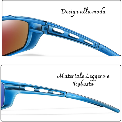 Occhiali da Sole Polarizzati Uomo Donna – Montatura Colorata in Policarbonato, Protezione UV400, Leggeri e Resistenti – Disponibili in Vari Colori.