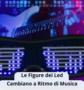 Occhiali a LED colorati Bluetooth con App dedicata. Multilingue, per scrivere e disegnare. I led cambiano col cambiare del ritmo musicale.