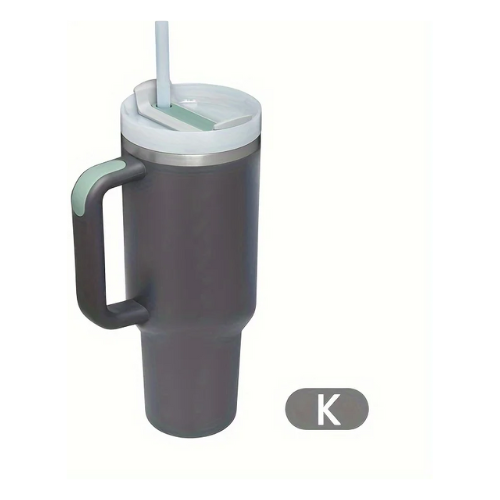 Thermos/Bottiglia da 900 ml in acciaio inossidabile con manico, coperchio e cannuccia.