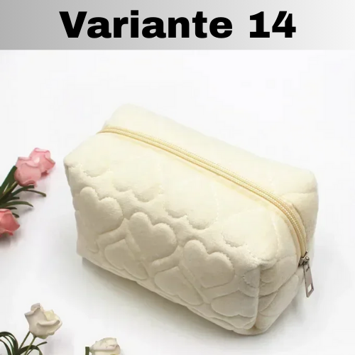 🧳Borsa Beauty-case con cerniera, tinta unita, per il trucco in pelliccia. Comoda, Capiente.
