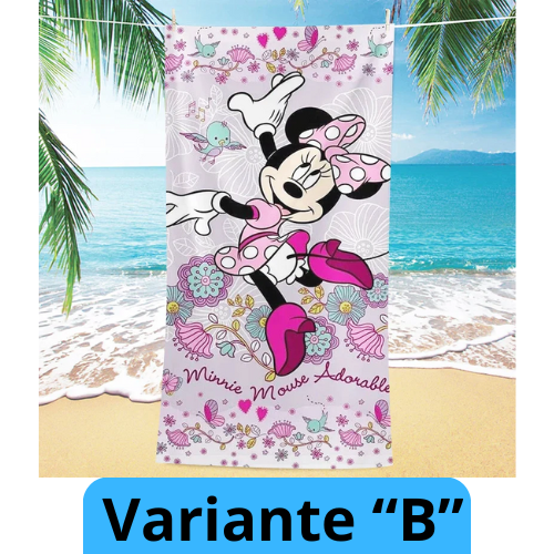 Asciugamano per bambine con immagini cartone animato “Minnie”. Varie immagini misure a scelta.