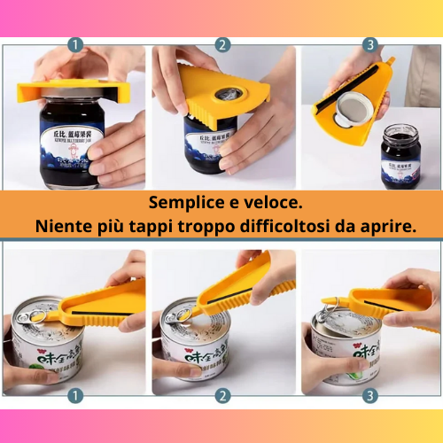Apriscatole, apribottiglie multifunzionale. Cavatappi 4 in 1 ergonomico e resistente.
