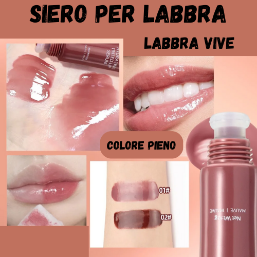 Lucidalabbra lunga tenuta, idratazione profonda, effetto specchio ultra brillante, resistenza all’acqua.