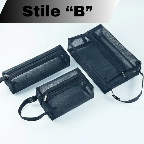 Beauty Case Organizer da Viaggio per Trucco e Articoli da Toeletta – Borse per Cosmetici Trasparenti in Rete, Disponibile in 3 Misure.