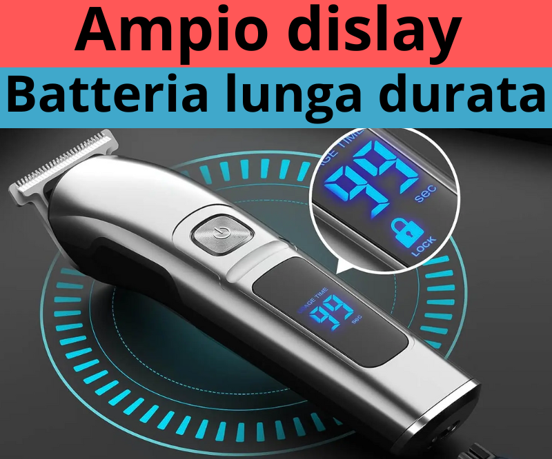 Tagliacapelli Multifunzione Ricaricabile. Kit Completo per Rasatura di Tutto il Corpo. Schermo LCD. Kit per la Cura dei Capelli, Barba e Peli.