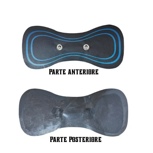 "Fascia adesiva" per massaggiatore portatile EMS per collo, per spalle, vita e gambe. Kit con fascia, elettrodi e telecomando.