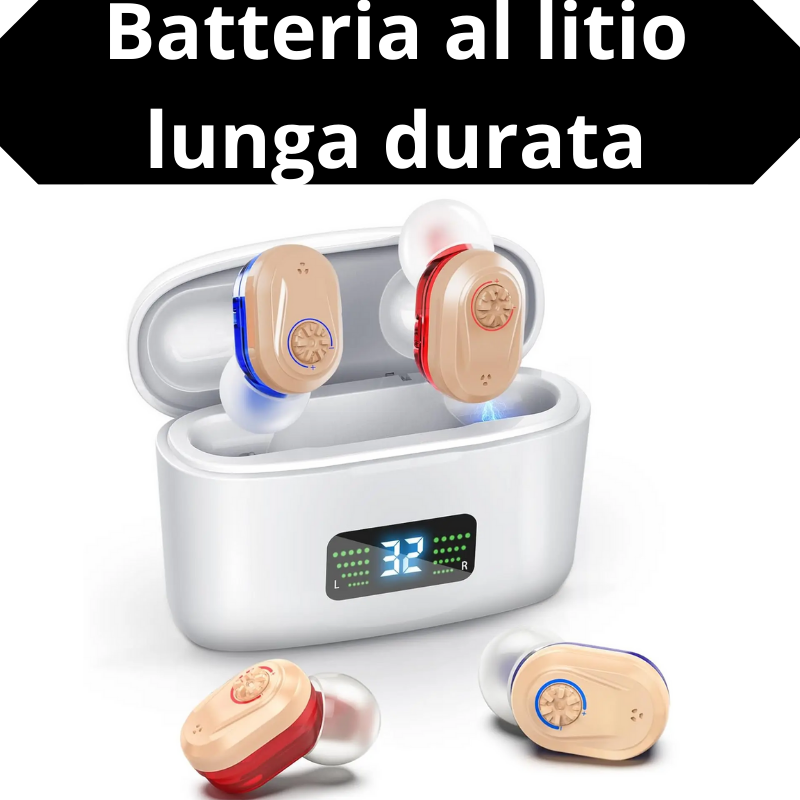Apparecchio Acustico Ricaricabile – Mini, Potente, Confortevole Con Scatola di Ricarica Per Batteria ad Alta Capacità.