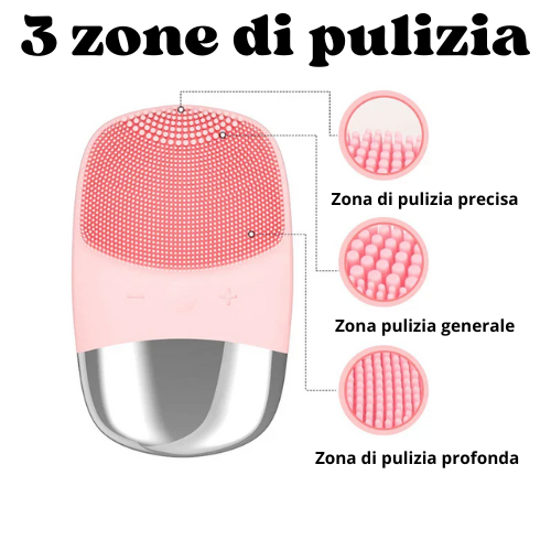 Spazzola Pulizia Viso Elettrica in Silicone | Vibrazione Ultrasonica, USB Ricaricabile, Impermeabilità IPX7 | Per Tutti i Tipi di Pelle – Compatta e Portatile.