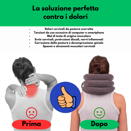 Collare di Trazione Cervicale Gonfiabile – Sollievo per Dolori al Collo, Spalle e Cervicale | Regolabile per Decompressione, Postura e Relax.