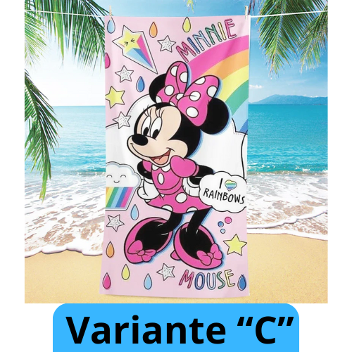 Asciugamano per bambine con immagini cartone animato “Minnie”. Varie immagini misure a scelta.