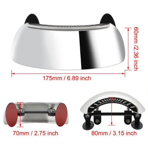 Specchietto retrovisore grandangolare di sicurezza contro angolo cieco. Universale, compatibile con molti tipi e marche di moto.