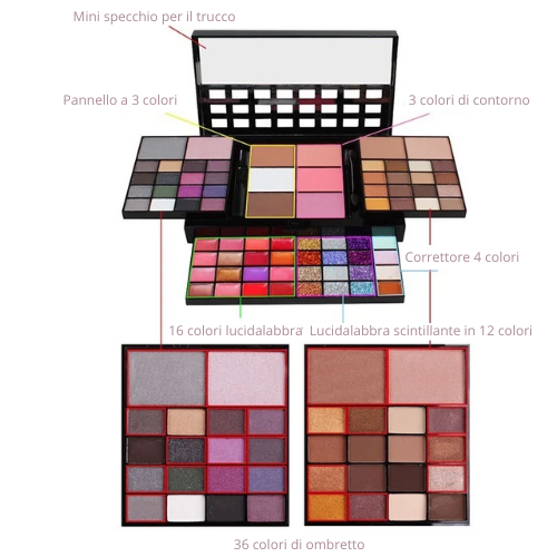🎨 Palette Ombretti Multi-Colore in Polvere Pressata da 40/74/78 colori– Alta Pigmentazione, Lunga Durata & Impermeabile. Kit di cosmetici alla moda per il trucco.💖