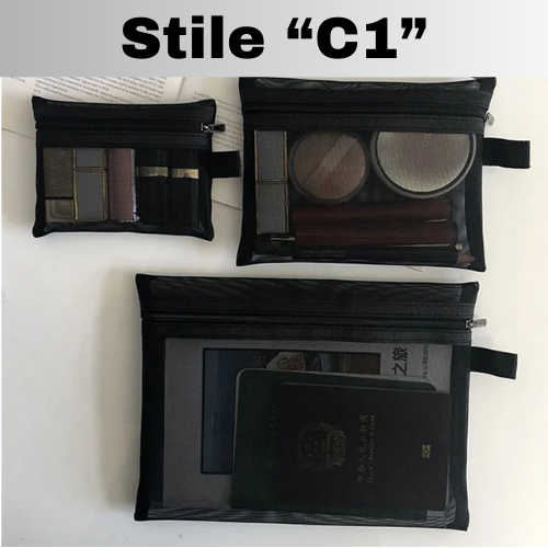 Beauty Case Organizer da Viaggio per Trucco e Articoli da Toeletta – Borse per Cosmetici Trasparenti in Rete, Disponibile in 3 Misure.