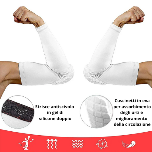 Ginocchiere e gomitiere per bambini con maniche a compressione a nido d'ape. Protezioni sportive per basket, calcio, etc.