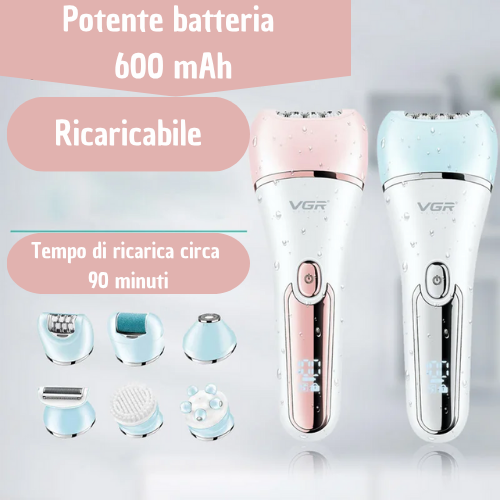 💎 Epilatore Elettrico 6 in 1 Donna – Ricaricabile, Waterproof, Viso & Corpo.