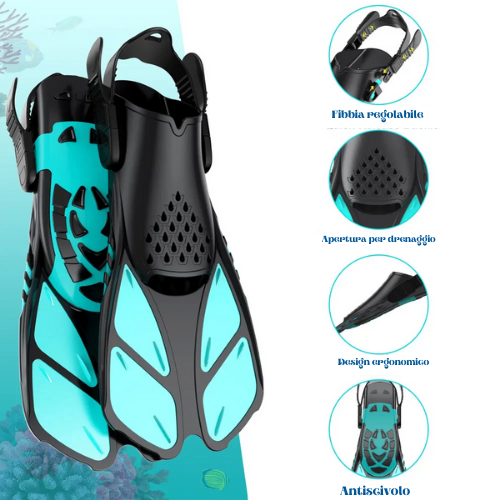 Mask Fin Snorkel Set Snorkeling Gear for Adults with Panoramic View Anti-Fog Mask Trek Fins Dry Top Snorkel and Gear Bag